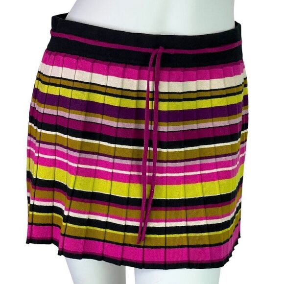 Missoni x Target Magenta Pink & Citron Pleated Striped Knit Mini Skirt Sz M - Picture 2 of 7